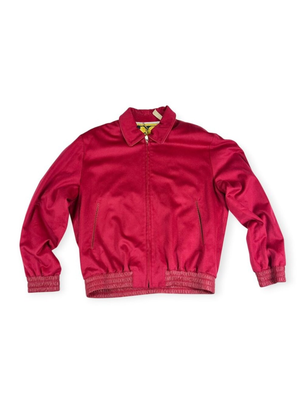 $3,200 BATTAGLIA Red Cashmere Sheepskin Men's Bomber Jacket Made in Italy 38